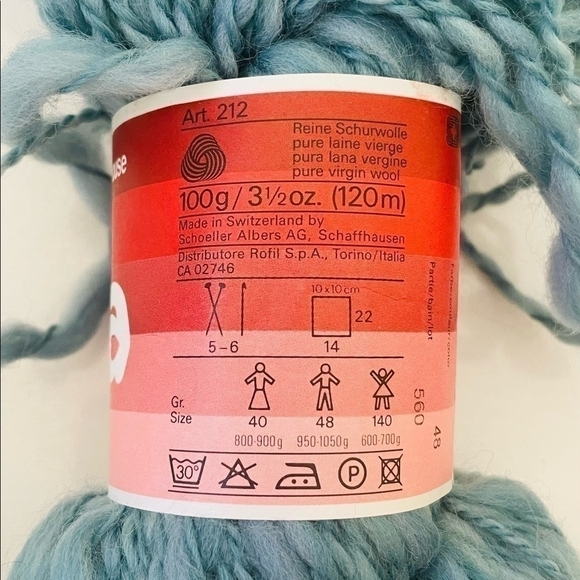 Vintage FLAMINIA Schaffhauser Blue Pure Virgin Wool Bulky Texture Yarn Knitting - Picture 5 of 5